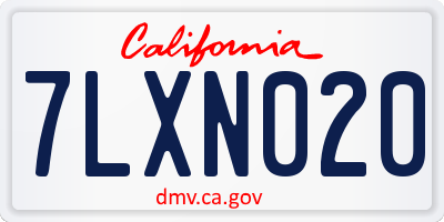 CA license plate 7LXN020