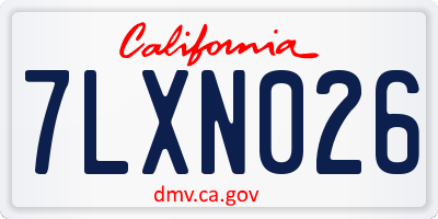 CA license plate 7LXN026