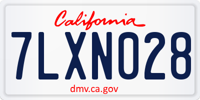 CA license plate 7LXN028