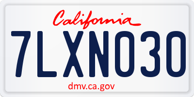 CA license plate 7LXN030