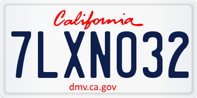 CA license plate 7LXN032