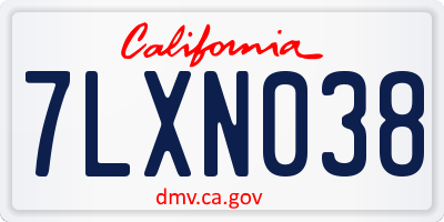 CA license plate 7LXN038