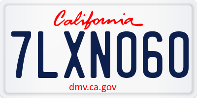 CA license plate 7LXN060