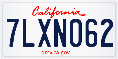 CA license plate 7LXN062