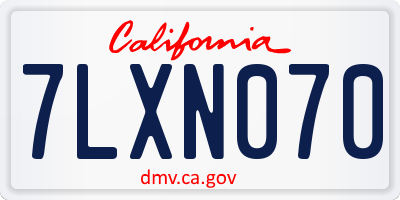 CA license plate 7LXN070