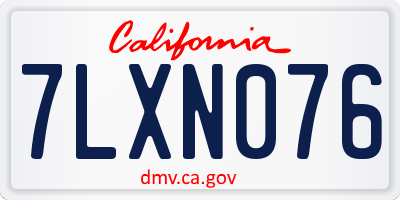 CA license plate 7LXN076