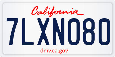 CA license plate 7LXN080