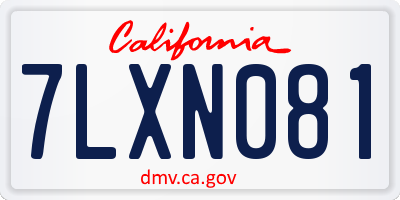 CA license plate 7LXN081
