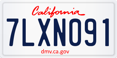 CA license plate 7LXN091