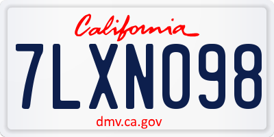 CA license plate 7LXN098