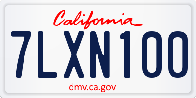 CA license plate 7LXN100