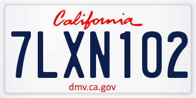 CA license plate 7LXN102