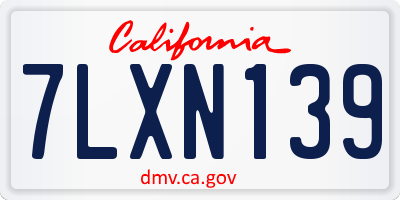CA license plate 7LXN139