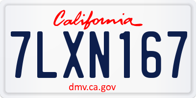 CA license plate 7LXN167