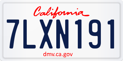 CA license plate 7LXN191