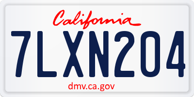 CA license plate 7LXN204