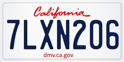 CA license plate 7LXN206
