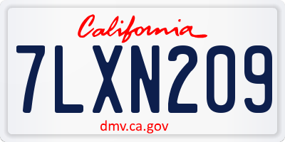 CA license plate 7LXN209