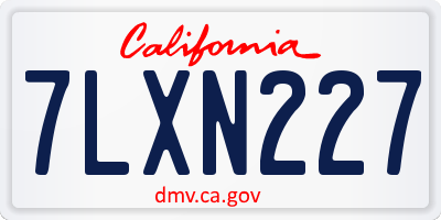 CA license plate 7LXN227