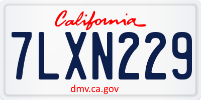 CA license plate 7LXN229