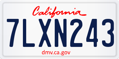 CA license plate 7LXN243