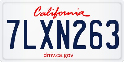 CA license plate 7LXN263
