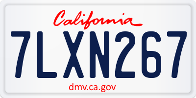 CA license plate 7LXN267
