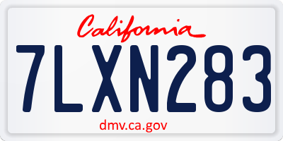 CA license plate 7LXN283