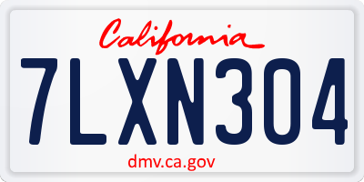 CA license plate 7LXN304