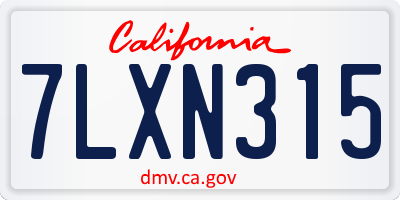 CA license plate 7LXN315