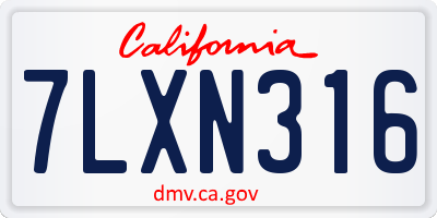 CA license plate 7LXN316