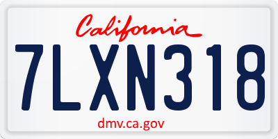 CA license plate 7LXN318
