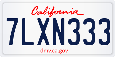CA license plate 7LXN333