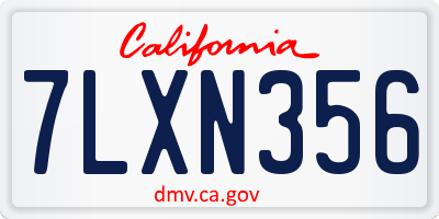 CA license plate 7LXN356