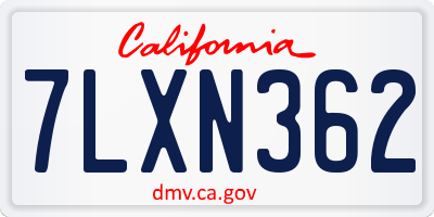 CA license plate 7LXN362
