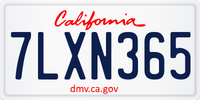 CA license plate 7LXN365