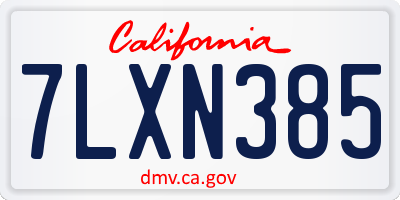 CA license plate 7LXN385
