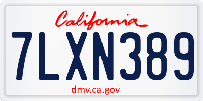 CA license plate 7LXN389