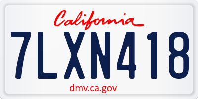 CA license plate 7LXN418