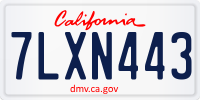CA license plate 7LXN443