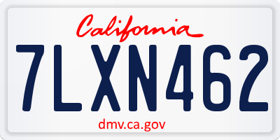 CA license plate 7LXN462