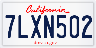 CA license plate 7LXN502