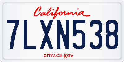 CA license plate 7LXN538