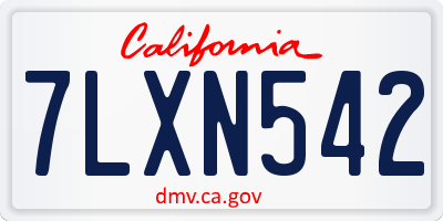 CA license plate 7LXN542
