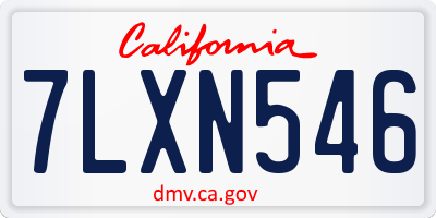 CA license plate 7LXN546