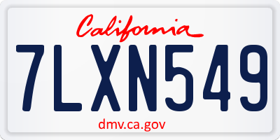 CA license plate 7LXN549