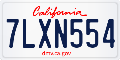 CA license plate 7LXN554