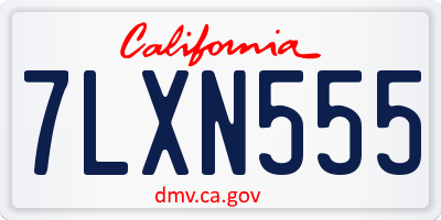 CA license plate 7LXN555
