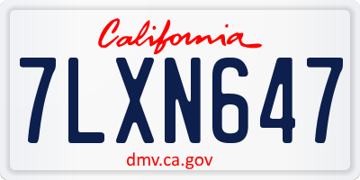 CA license plate 7LXN647