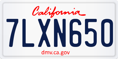CA license plate 7LXN650